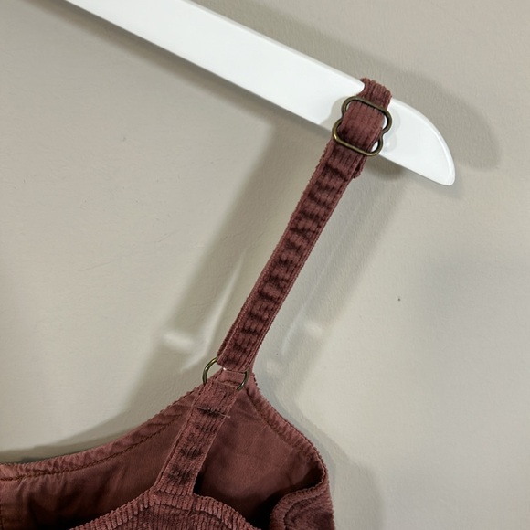 Anthropologie Pilcro Corduroy Corset Top Crop Stretch Back Adjustable Strap Sz 4 - Picture 10 of 14